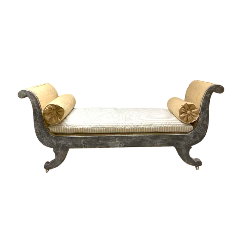 Banquette ancienne de style Charles X, époque fin 19ème siècle