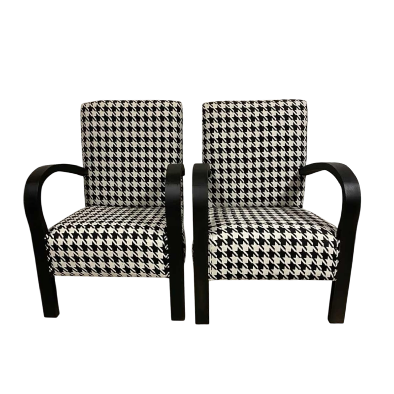 Paire de fauteuils Art Déco entièrement restaurés et regarnis, ca 1930-1940
