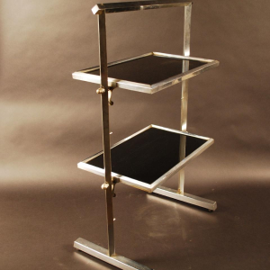 Desserte Art Déco à double plateau sur pied en métal chromé - circa 1930