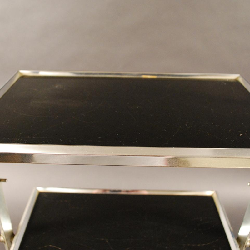 Art Deco Desserte met een dubbele verchroomde metalen bovenplaat - 1930