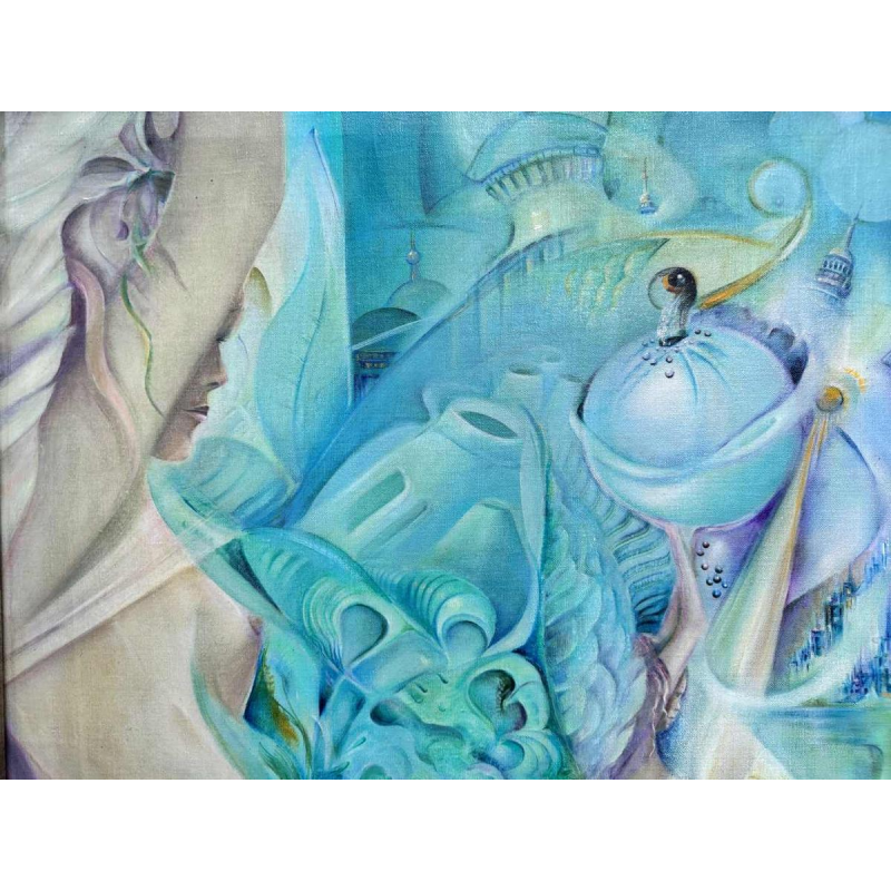 Simone Verlaine ‘femme nue’ surrealist fantasy painting, oil on canvas, 20th century