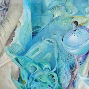 Simone Verlaine "femme nue" peinture fantastique surréaliste, huile sur toile, 20ème siècle