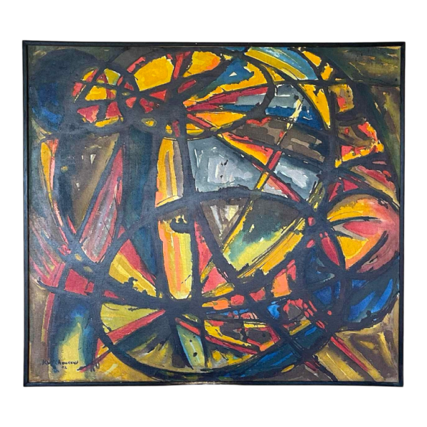 JEAN-LOUIS RUYTHOORENS Sun and Calabashes Lubumbashi 1972, abstract painting, oil on canvas