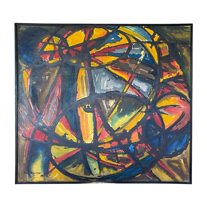 JEAN-LOUIS RUYTHOORENS 'Zon en kalebassen' Lubumbashi 1972, abstract schilderij, olieverf op doek