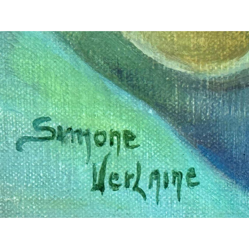 Simone Verlaine “femme nue” surrealistisch fantasieschilderij, schilderij olieverf op doek, 20e eeuw