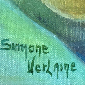 Simone Verlaine "femme nue" peinture fantastique surréaliste, huile sur toile, 20ème siècle