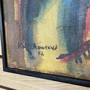 JEAN-LOUIS RUYTHOORENS 'Zon en kalebassen' Lubumbashi 1972, abstract schilderij, olieverf op doek