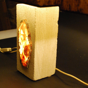 Paire de lampes à poser signées F L , style " Brutalist ", Pierre & Agate, 1970