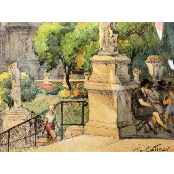 Charles CATTEAU (1880-1966): « Parijs - De tuinen van Luxemburg »