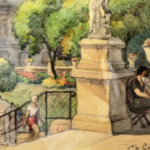 Charles CATTEAU (1880-1966): « Paris - Les jardins du Luxembourg »