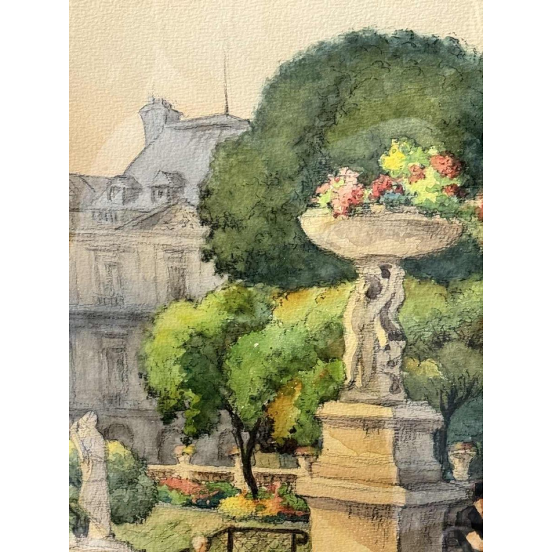 Charles CATTEAU (1880-1966): « Paris - Les jardins du Luxembourg »
