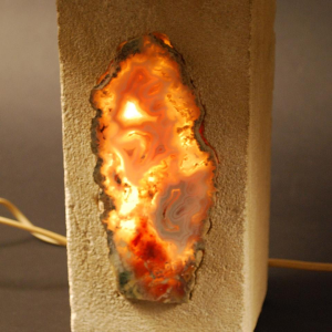 Paire de lampes à poser signées F L , style " Brutalist ", Pierre & Agate, 1970