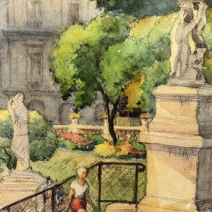 Charles CATTEAU (1880-1966): « Paris - Les jardins du Luxembourg »