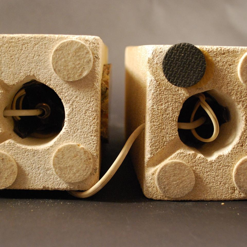 Paire de lampes à poser signées F L , style " Brutalist ", Pierre & Agate, 1970