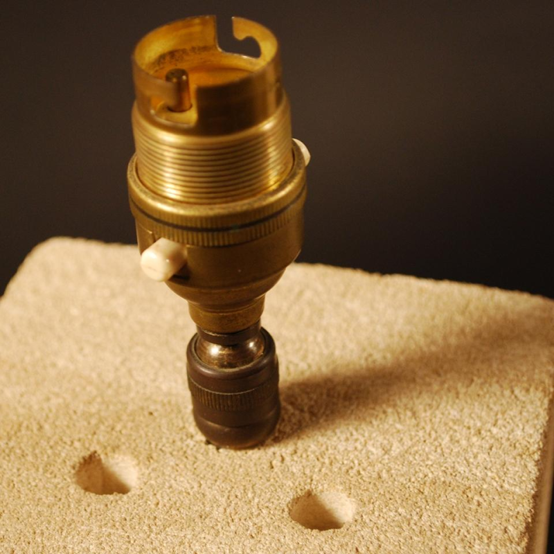 Pair of table lamps signed F L, "Brutalist" style, Stone & Agate, 1970