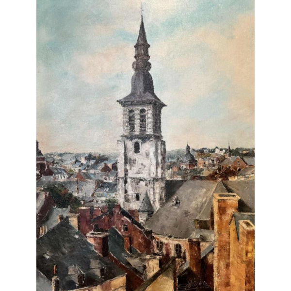 Alphonse CREPIN (1931-2010): "Namur - his roofs and the coachman »