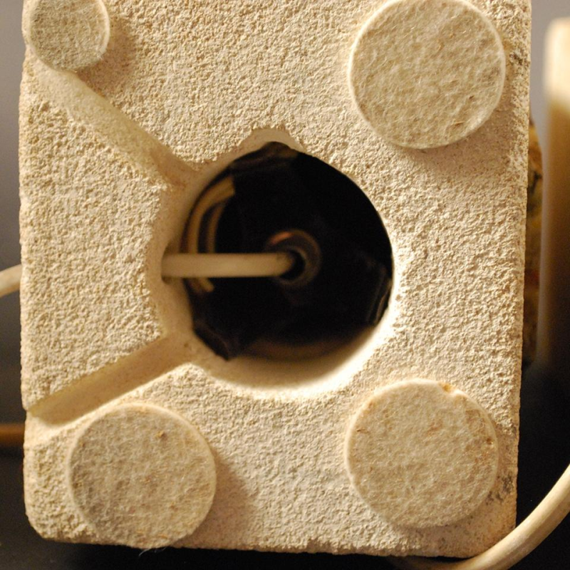 Pair of table lamps signed F L, "Brutalist" style, Stone & Agate, 1970