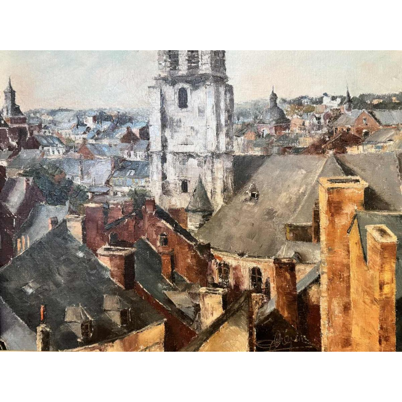 Alphonse CREPIN (1931-2010): "Namur - his roofs and the coachman »