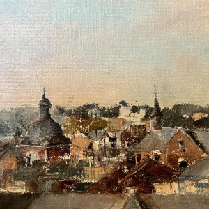 Alphonse CREPIN (1931-2010): "Namur - his roofs and the coachman »