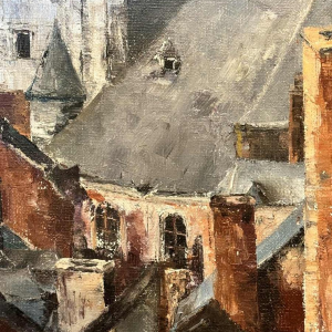 Alphonse CREPIN (1931-2010): "Namur - his roofs and the coachman »