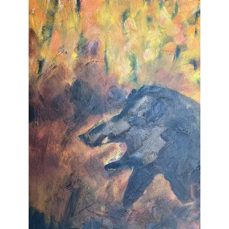 Milo DARDENNE (1938-): « Everzwijn » schilderij op doek