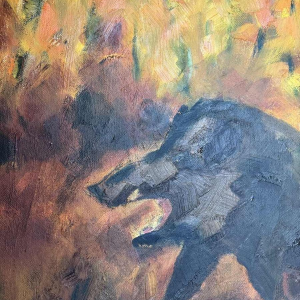 Milo DARDENNE (1938-): « Wild board » painting on canvas