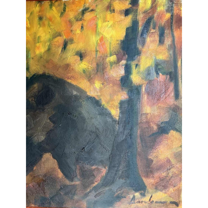 Milo DARDENNE (1938-): « Everzwijn » schilderij op doek