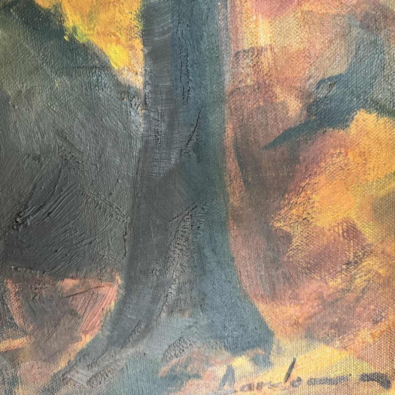 Milo DARDENNE (1938-): « Le sanglier solitaire » peinture sur toile