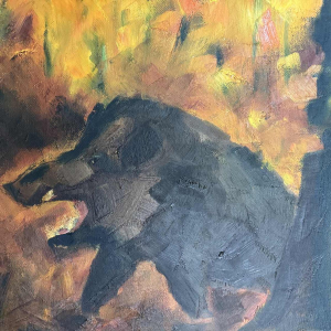 Milo DARDENNE (1938-): « Everzwijn » schilderij op doek