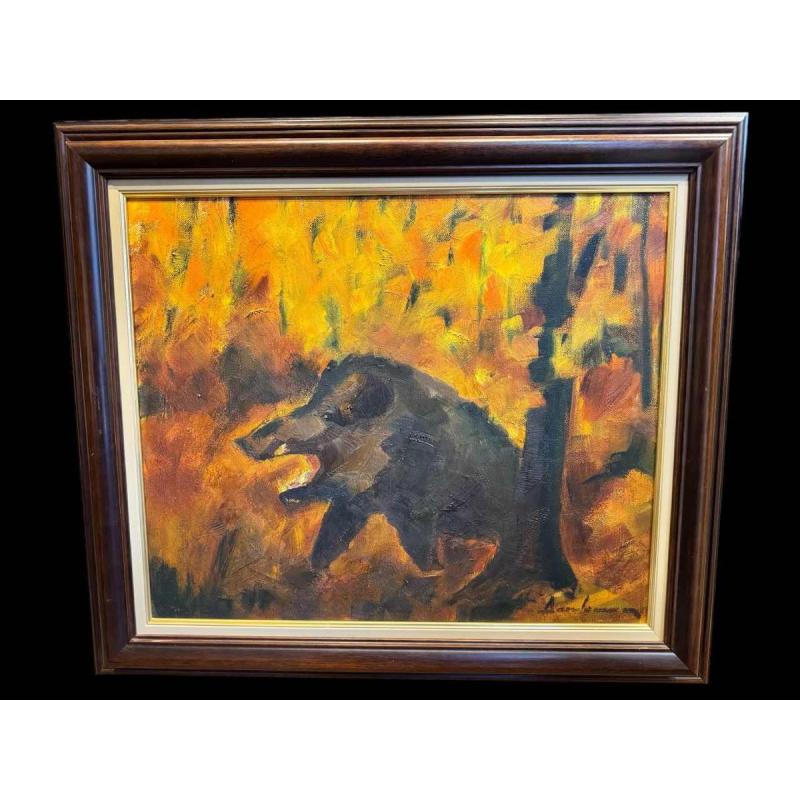 Milo DARDENNE (1938-): « Everzwijn » schilderij op doek