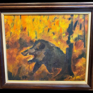 Milo DARDENNE (1938-): « Wild board » painting on canvas