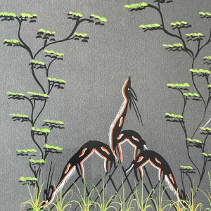 Gouache stylisée de lécole africaine vers 1960. Porte une signature.