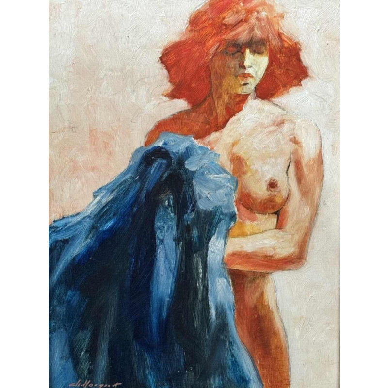 Christian HOCQUET (1935-2014) : « Nu au vêtement bleu »