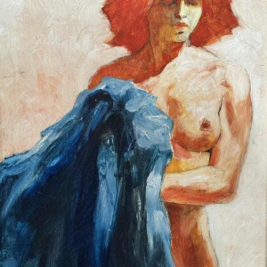 Christian HOCQUET (1935-2014) : « Nu au vêtement bleu »