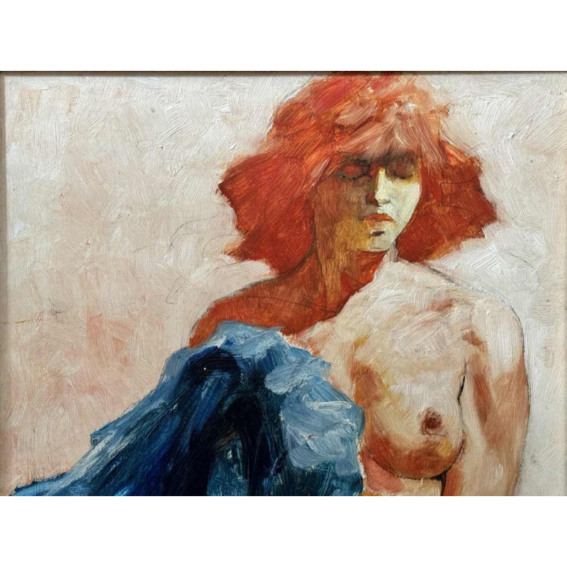 Christian HOCQUET (1935-2014): « Nude with blue clothing »