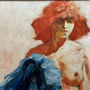 Christian HOCQUET (1935-2014) : « Nu au vêtement bleu »