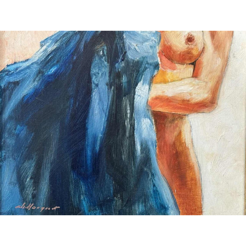 Christian HOCQUET (1935-2014) : « Nu au vêtement bleu »