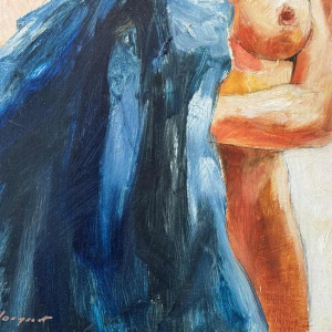 Christian HOCQUET (1935-2014) : « Nu au vêtement bleu »