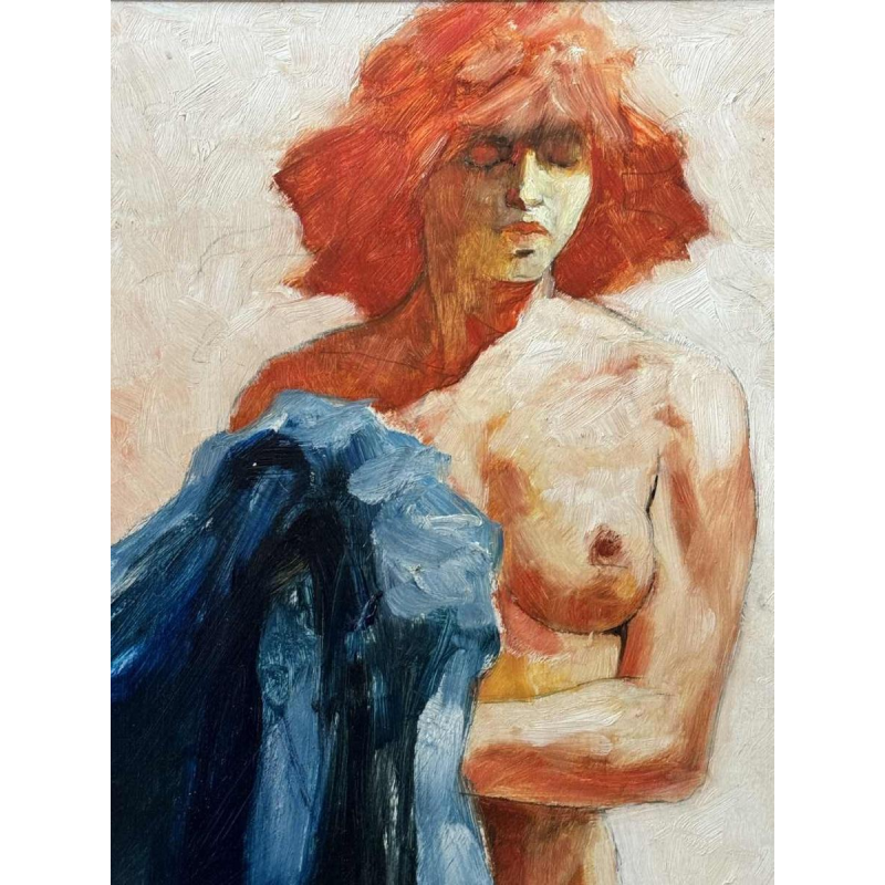 Christian HOCQUET (1935-2014): « Nude with blue clothing »