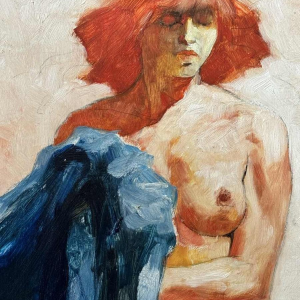 Christian HOCQUET (1935-2014): « Nude with blue clothing »