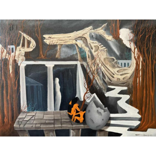 Christian RAUCQ (1947-): « Les Antiques » ( Surreal Landscape)