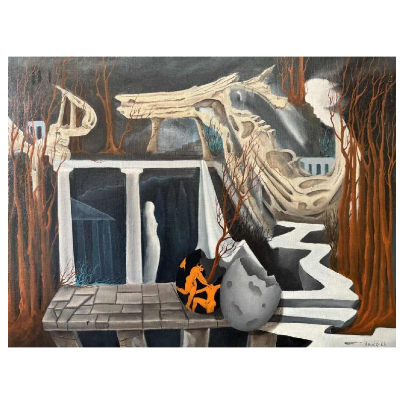 Christian RAUCQ (1947-): « Les Antiques » (Surrealistisch landschap'