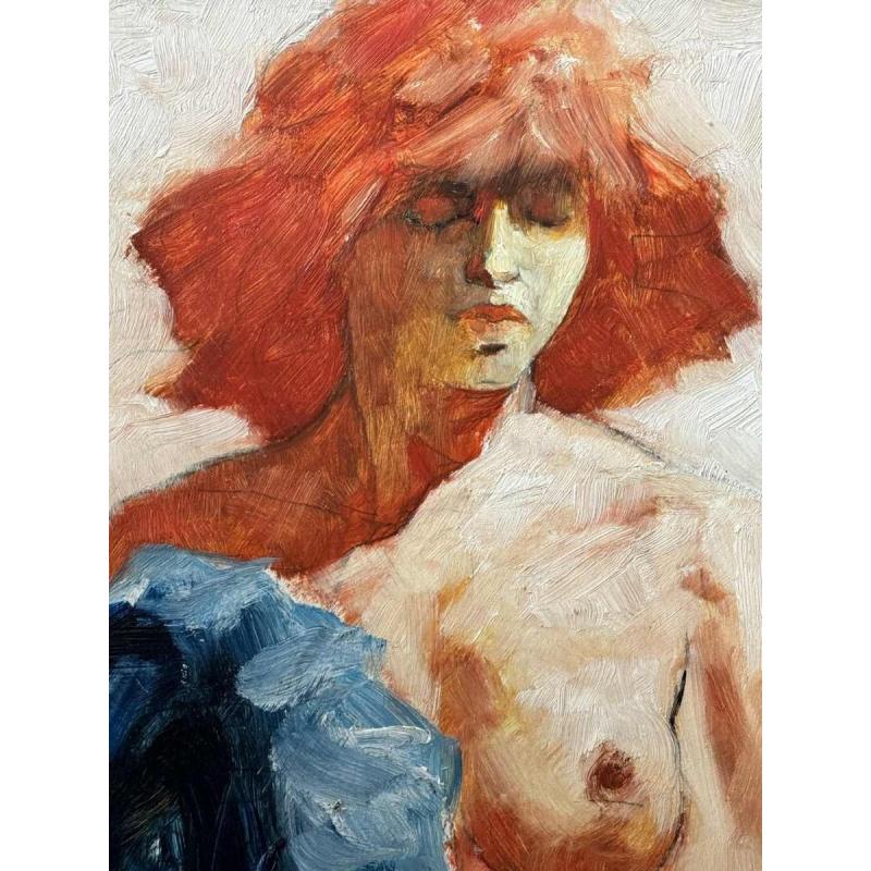 Christian HOCQUET (1935-2014): « Nude with blue clothing »