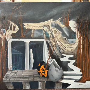 Christian RAUCQ (1947-): « Les Antiques » (Surrealistisch landschap'