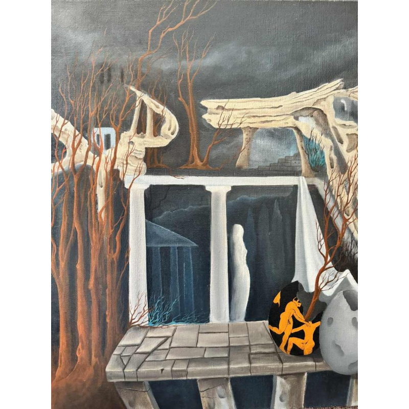 Christian RAUCQ (1947-): « Les Antiques » (Paysage surréaliste-fantastique)