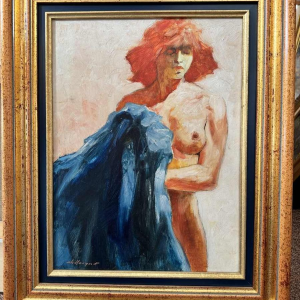 Christian HOCQUET (1935-2014): « Nude with blue clothing »