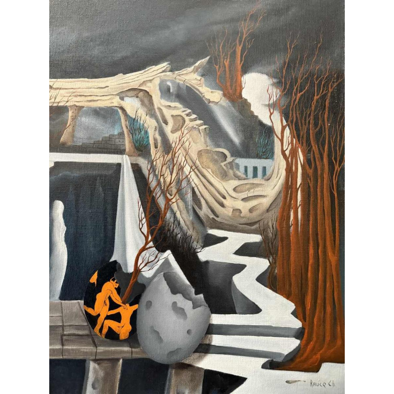 Christian RAUCQ (1947-): « Les Antiques » (Surrealistisch landschap'