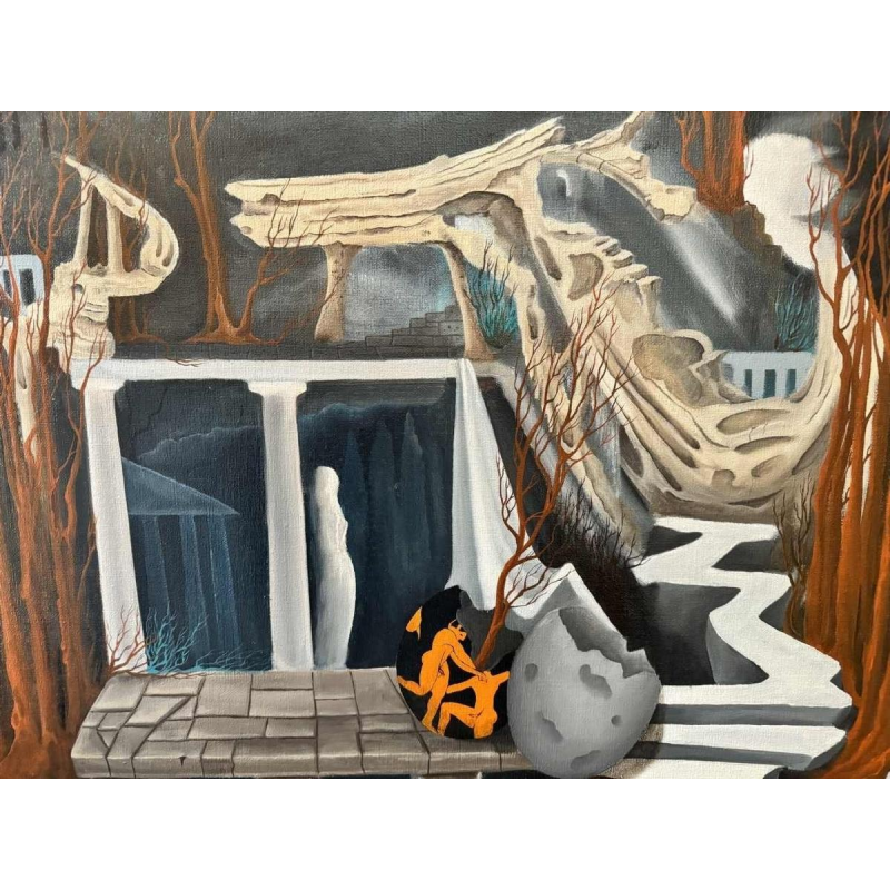 Christian RAUCQ (1947-): « Les Antiques » (Paysage surréaliste-fantastique)