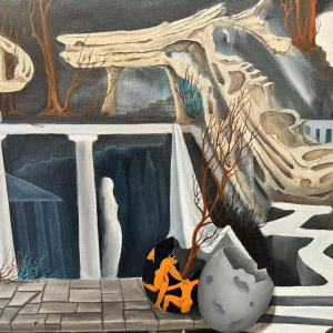 Christian RAUCQ (1947-): « Les Antiques » (Surrealistisch landschap'