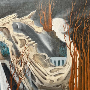 Christian RAUCQ (1947-): « Les Antiques » (Surrealistisch landschap'